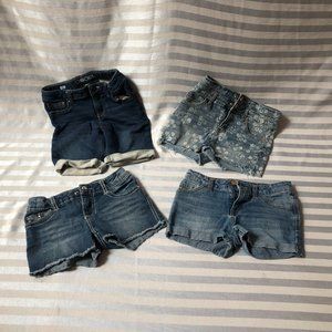 Lot of 4 Girl's Cherokee/Xhiliration Jean Shorts Sz 7/8 (M)